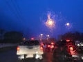 Blurred images from waitÃ¢â¬â¹ windscreen Traffic light